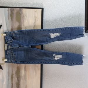 Topshop Jamie Jean Moto/ Petite Size 25 Distressed Step Skinny Jean